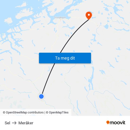Sel to Meråker map