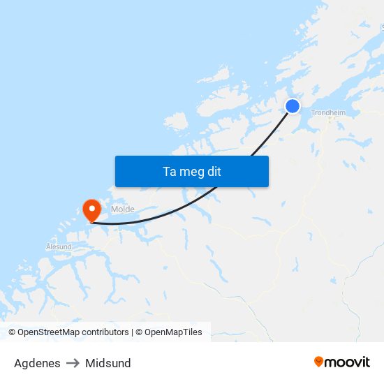 Agdenes to Midsund map