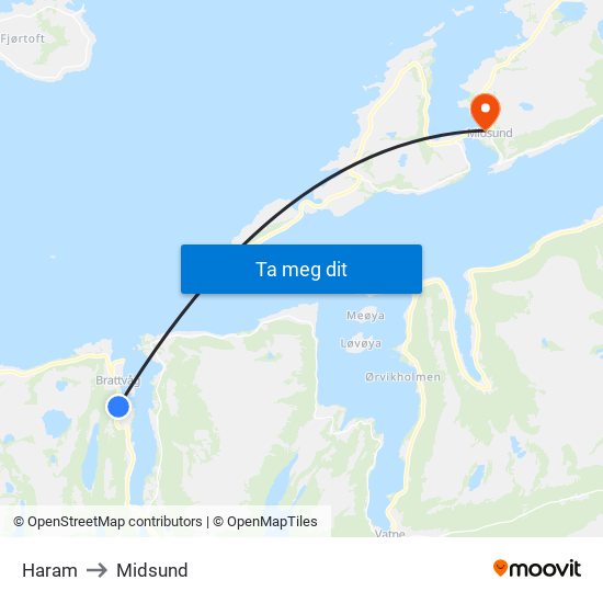 Haram to Midsund map