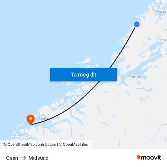 Osen to Midsund map