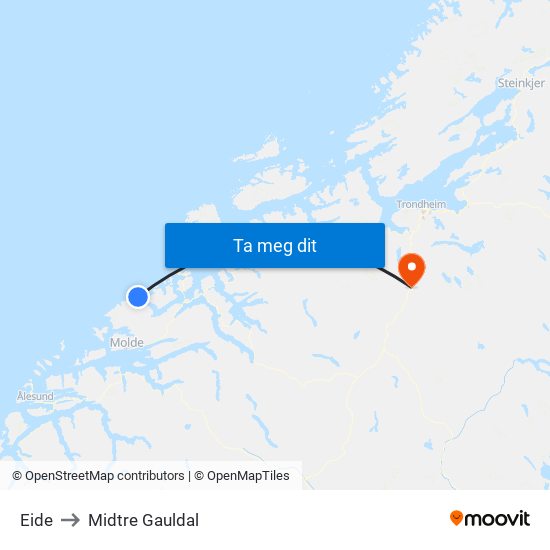 Eide to Midtre Gauldal map