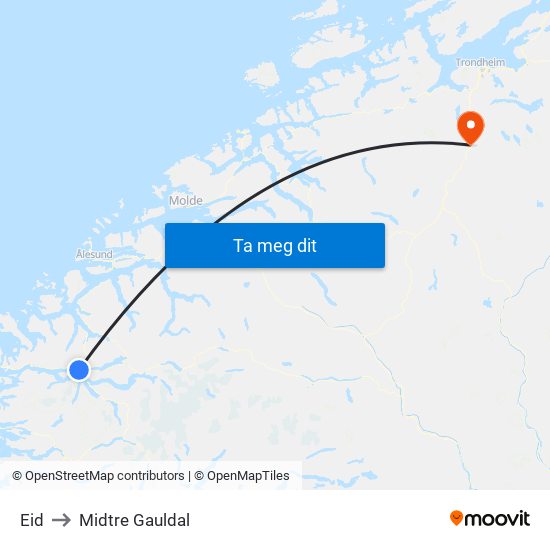 Eid to Midtre Gauldal map