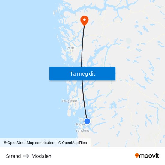 Strand to Modalen map