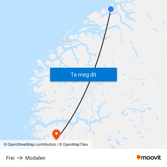 Frei to Modalen map