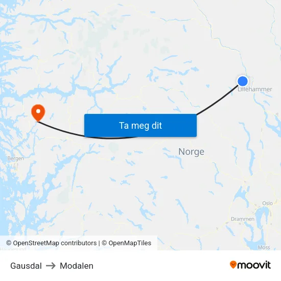 Gausdal to Modalen map
