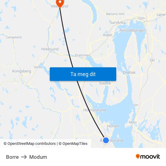 Borre to Modum map
