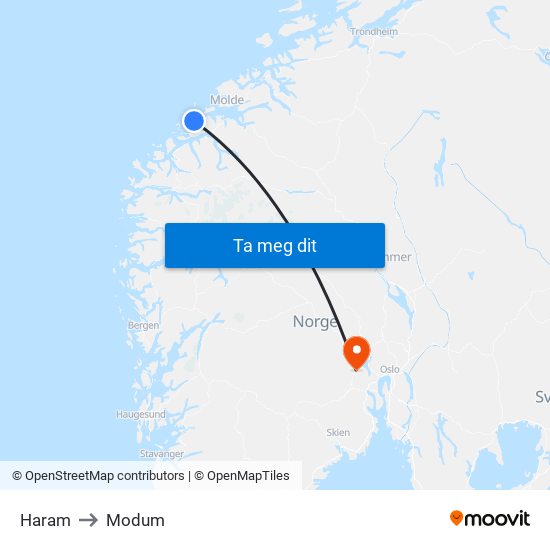 Haram to Modum map