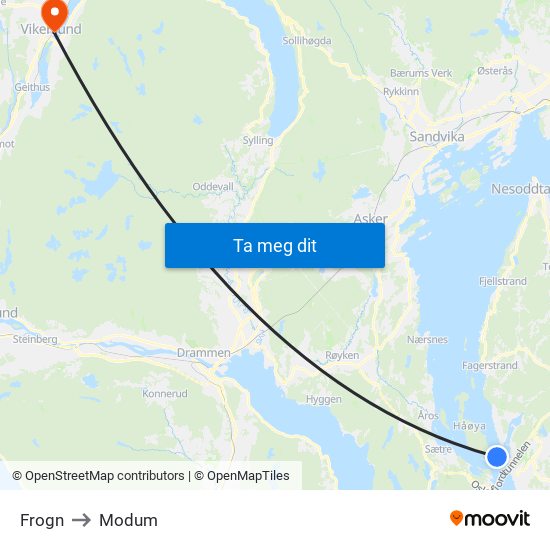 Frogn to Modum map