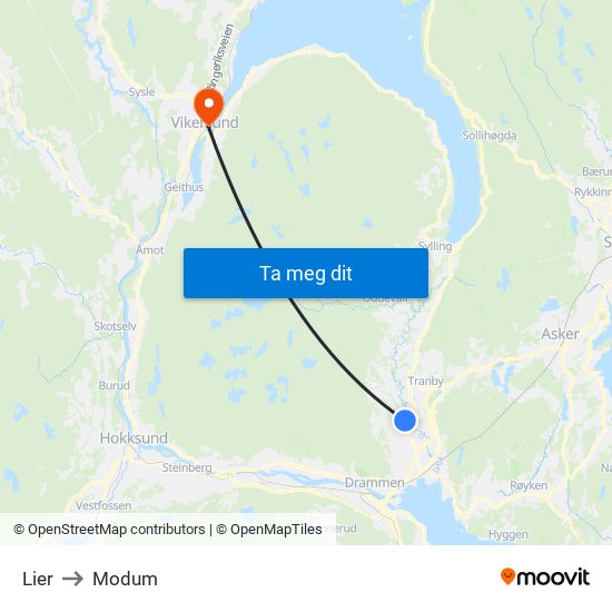 Lier to Modum map