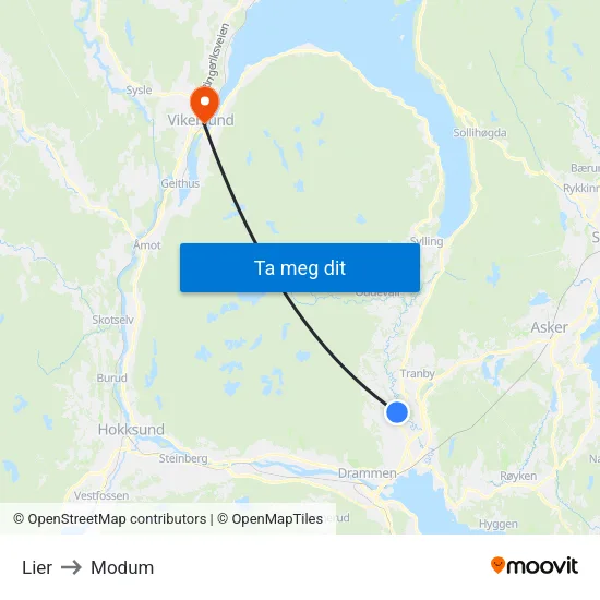 Lier to Modum map