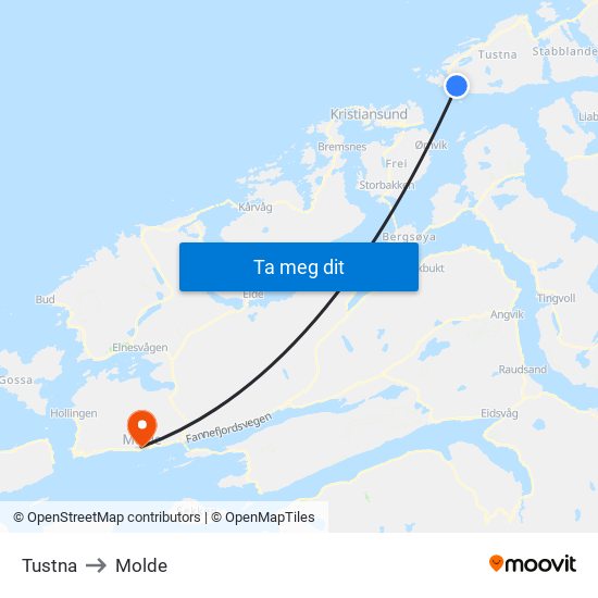 Tustna to Molde map