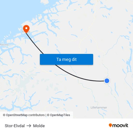 Stor-Elvdal to Molde map