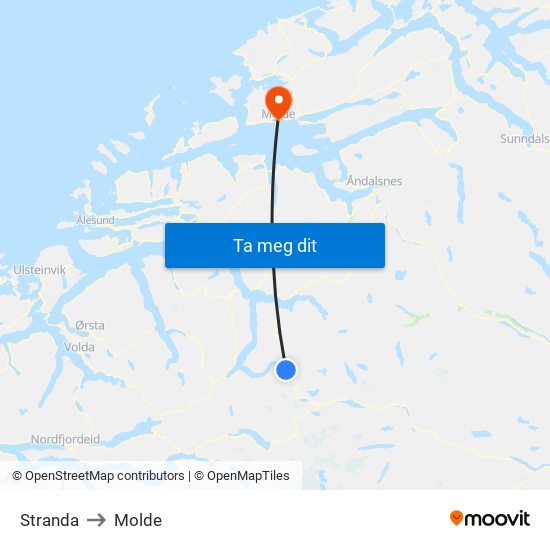 Stranda to Molde map