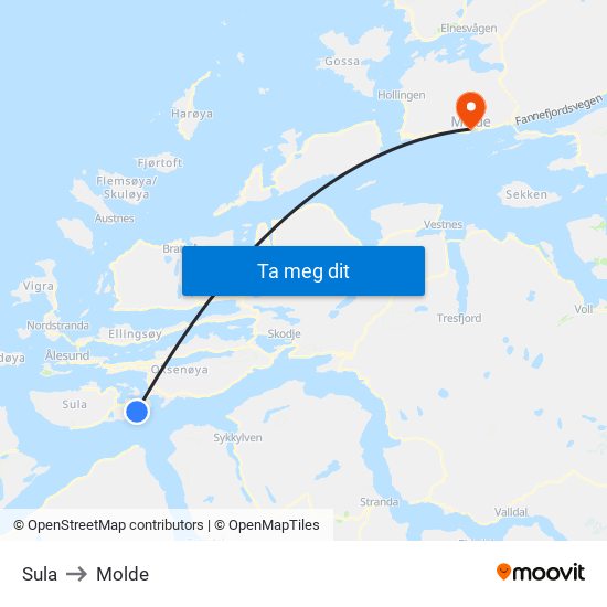 Sula to Molde map