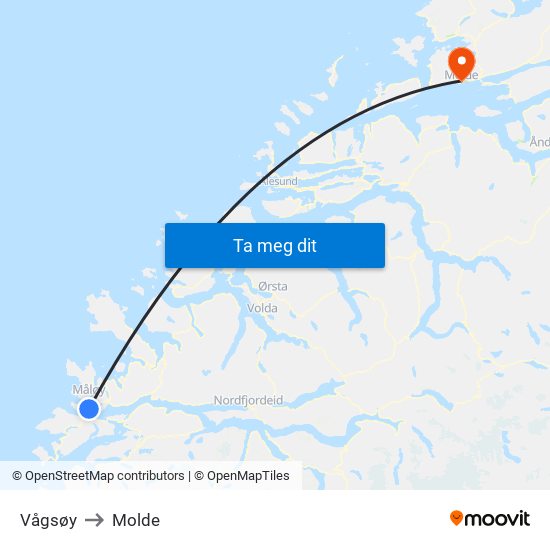 Vågsøy to Molde map
