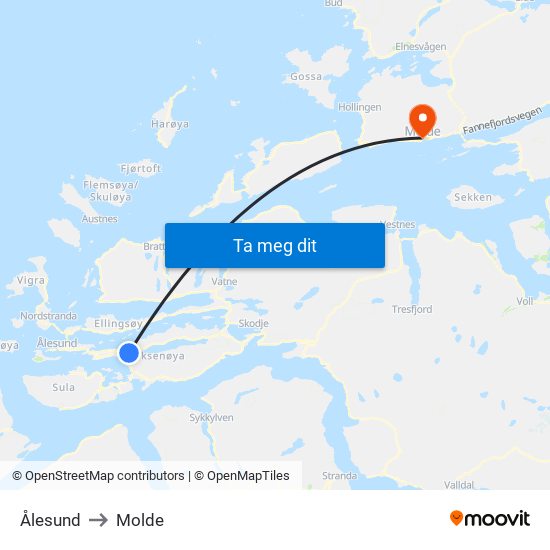 Ålesund to Molde map