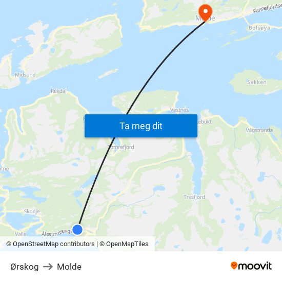 Ørskog to Molde map