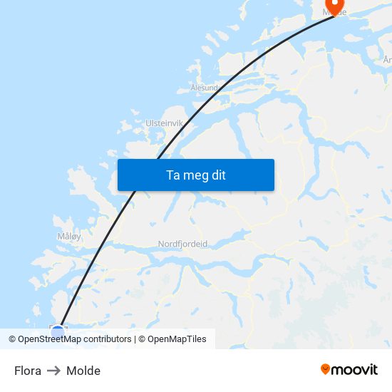 Flora to Molde map