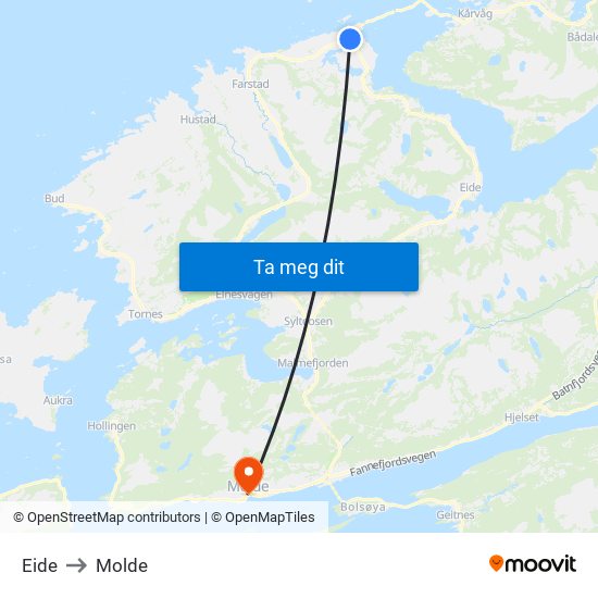 Eide to Molde map