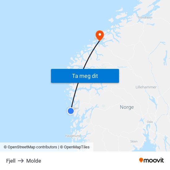 Fjell to Molde map