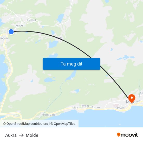 Aukra to Molde map