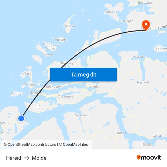 Hareid to Molde map