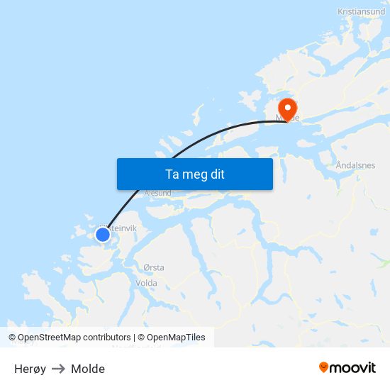 Herøy to Molde map