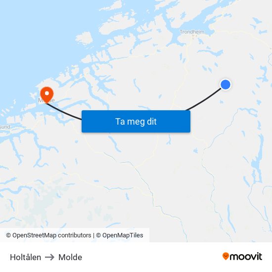 Holtålen to Molde map