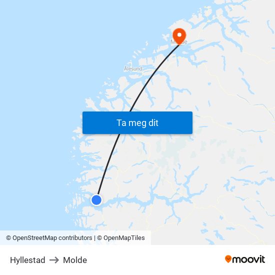 Hyllestad to Molde map