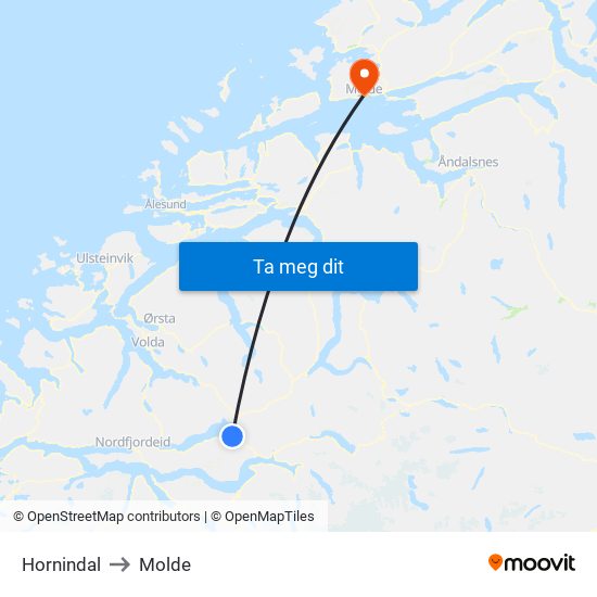 Hornindal to Molde map