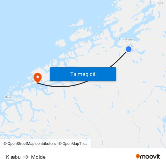 Klæbu to Molde map