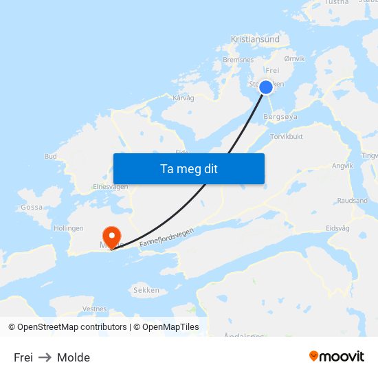 Frei to Molde map