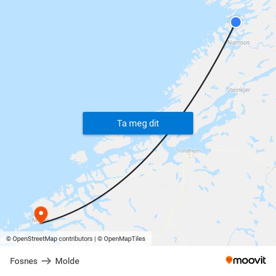 Fosnes to Molde map