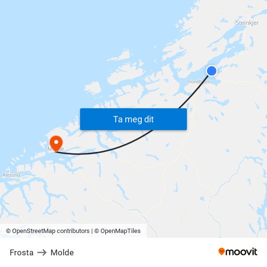 Frosta to Molde map