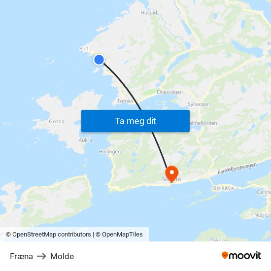 Fræna to Molde map