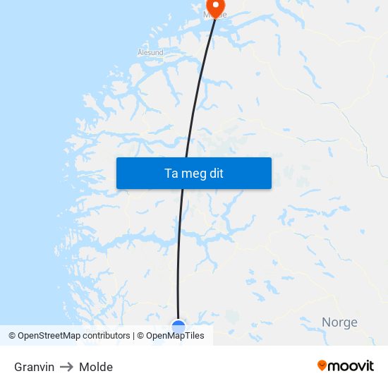 Granvin to Molde map