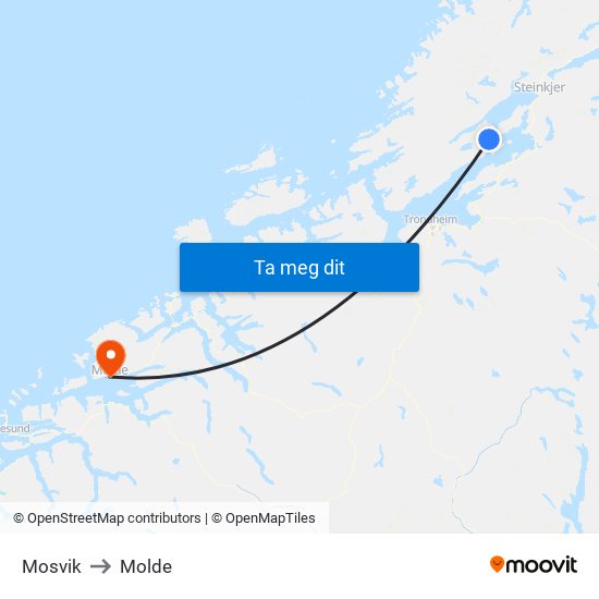 Mosvik to Molde map