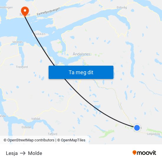 Lesja to Molde map