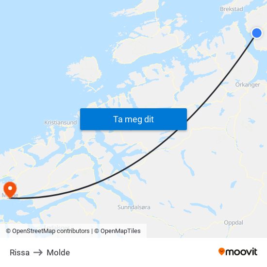 Rissa to Molde map