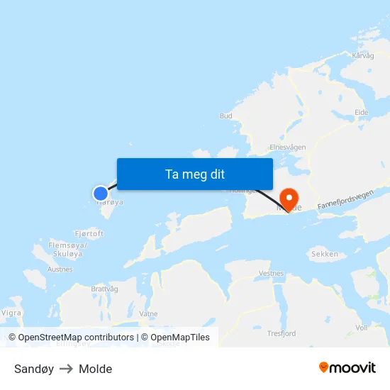 Sandøy to Molde map