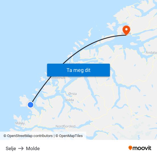 Selje to Molde map