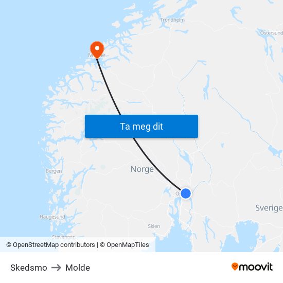 Skedsmo to Molde map