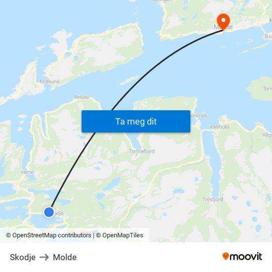 Skodje to Molde map