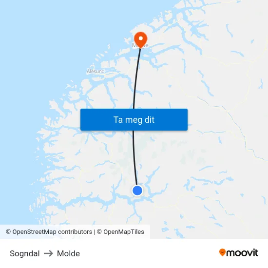 Sogndal to Molde map