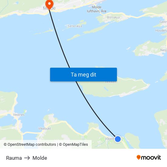 Rauma to Molde map