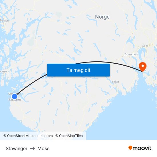 Stavanger to Moss map