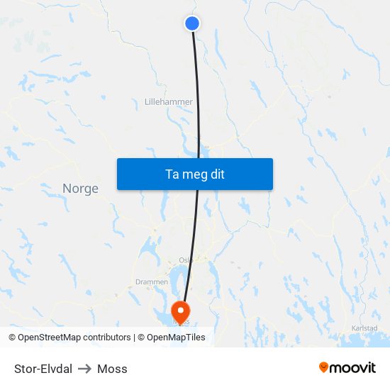 Stor-Elvdal to Moss map