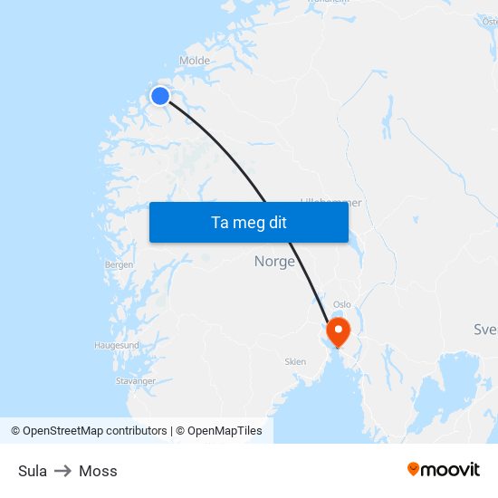 Sula to Moss map