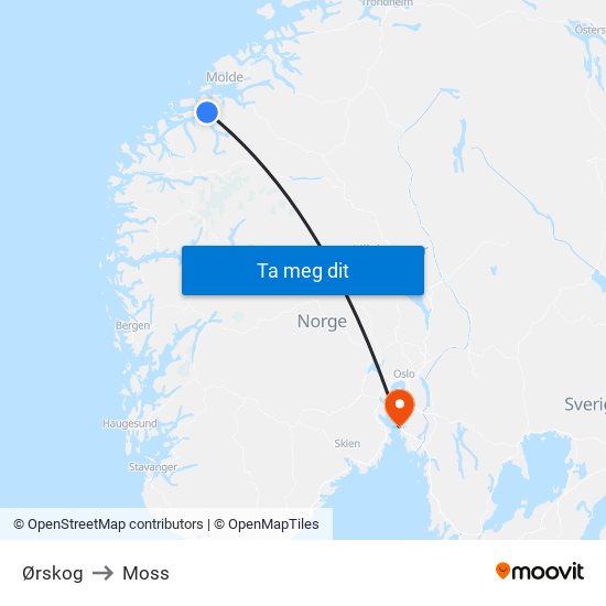 Ørskog to Moss map