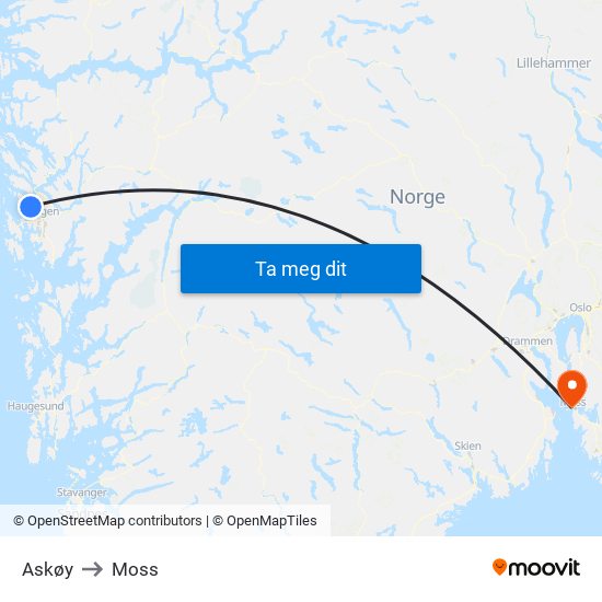 Askøy to Moss map